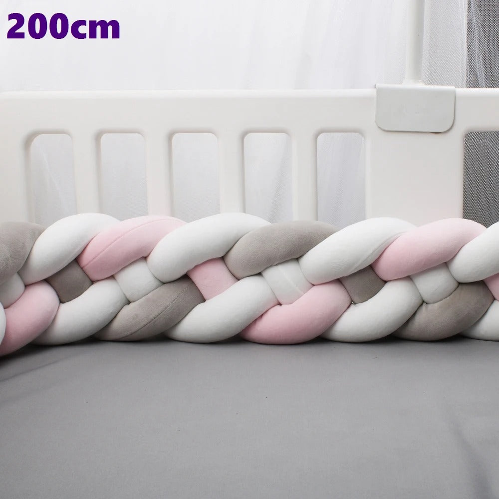 Tresse de lit quatre brins banc rose gris