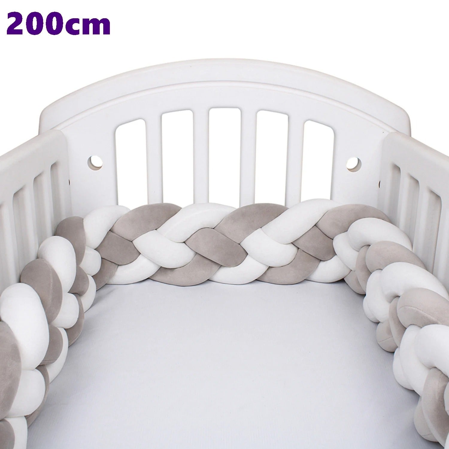 Tresse de lit quatres brins gris blanc