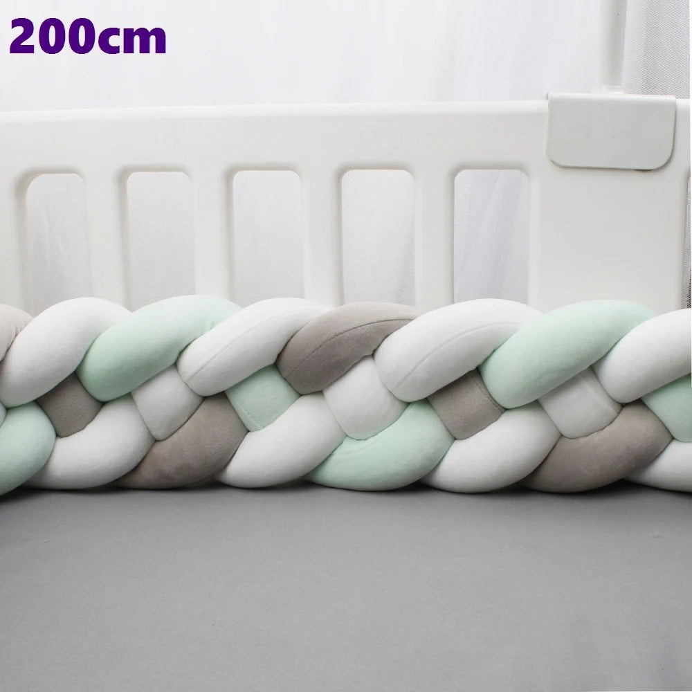 Tresse de lit quatres brins vert blanc gris
