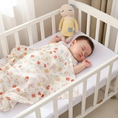Couverture bébé mousseline coiuché