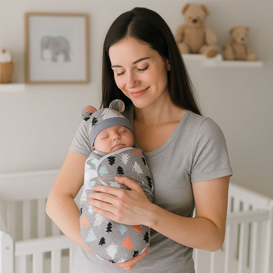 Couverture emmaillotage douceur sécurisante maman
