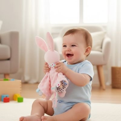 Doudou bebe calin rose