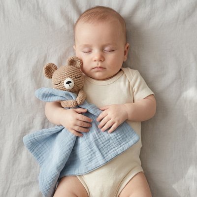 Doudou bebe tricote main