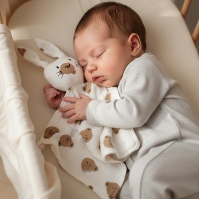 Doudou lapin apaisant doux blanc
