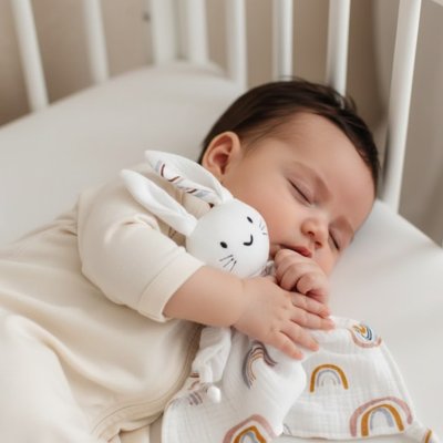 Doudou lapin apaisant doux main