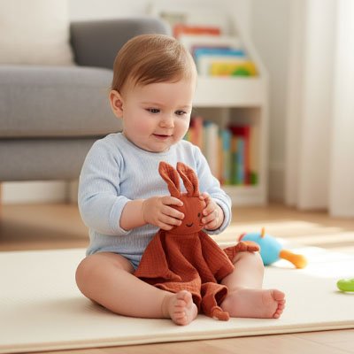 Doudou lapin mignon rouge
