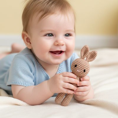 Doudou lapin reconfort brun