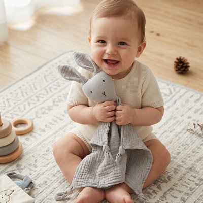 Doudou lapin toute douceur gris