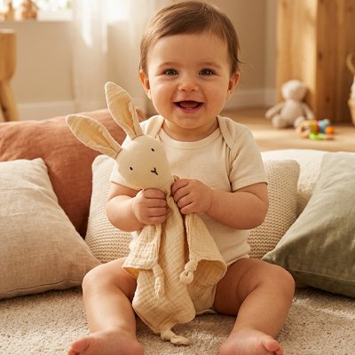 Doudou lapin toute douceur jaune