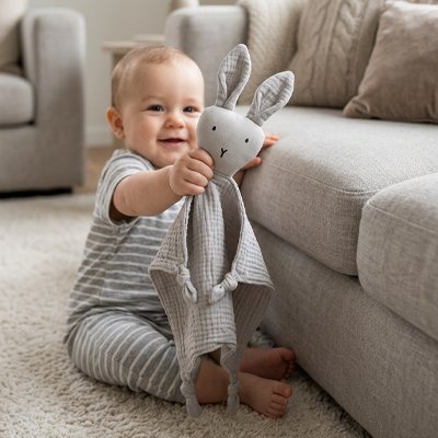 Doudou lapin toute douceur tendu