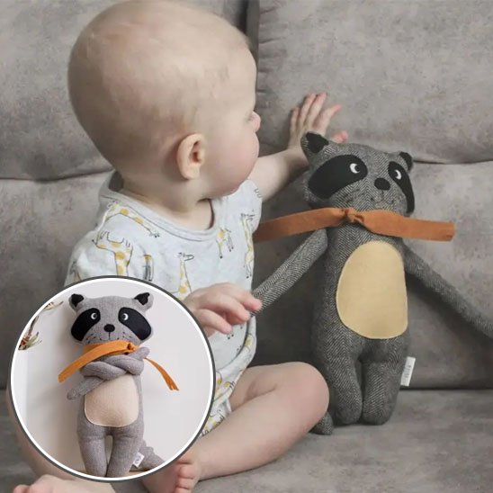 Doudou ultra doux gris jaune