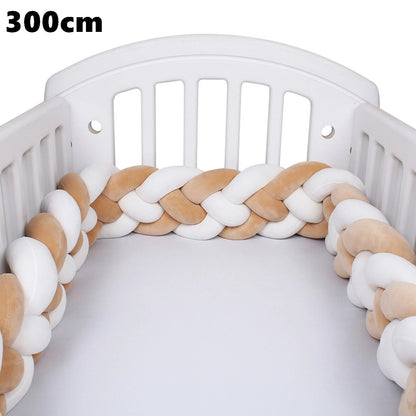 tour de lit tresse quatre brins blanc kaki