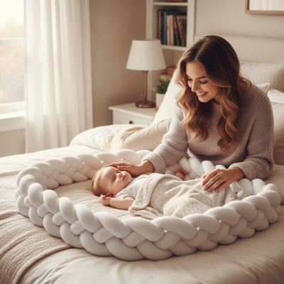 Tresse de lit douce et sécurisante blanc