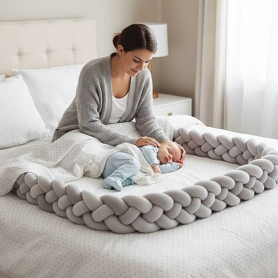 Tresse de lit douce et sécurisante gris