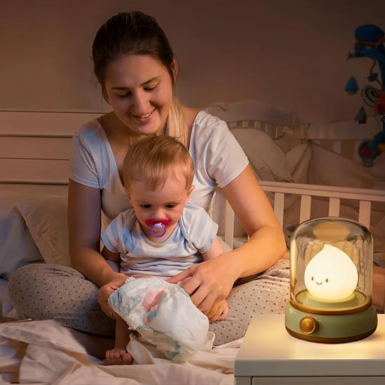 Veilleuse bébé douce lumière rire maman