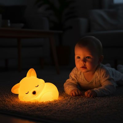 Veilleuse renard douce nuit couché